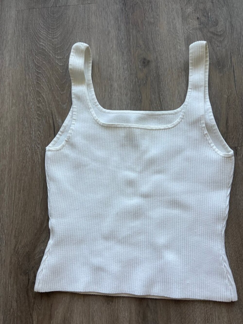Babaton White Ribbed Square Neck Tank Top - Picture 2 of 3